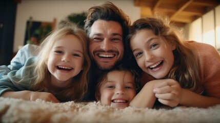 Obraz premium Happy Family Portrait at Home