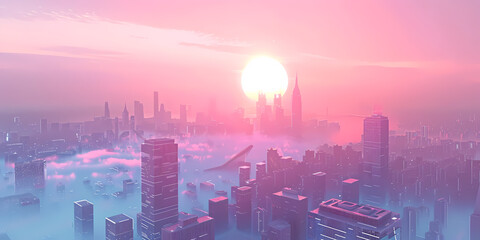 Fototapeta premium city skyline in fog