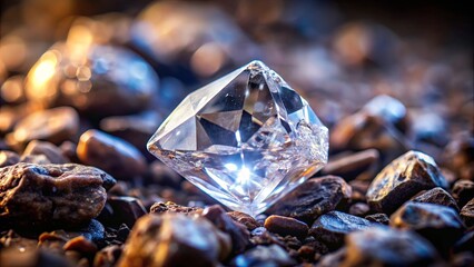 Rough diamond sparkling in gemstone mine, diamond, rough, gemstone, mine, precious, rare, valuable, crystal, natural