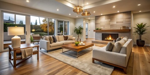 * This minimalist home remodel combines clean lines, neutral colors, and cozy textures to create a relaxing atmosphere with a subtle ambiance.