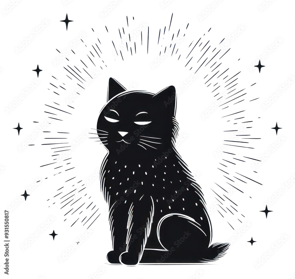 Canvas Prints png cat sitting celestial drawing mammal animal.