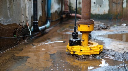 Sump pump with yellow backup for underground water drainage