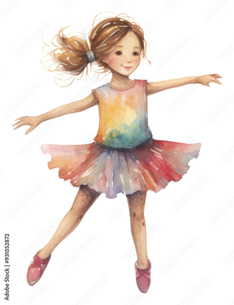 Poster PNG Little girl dancing ballet child cute kid.