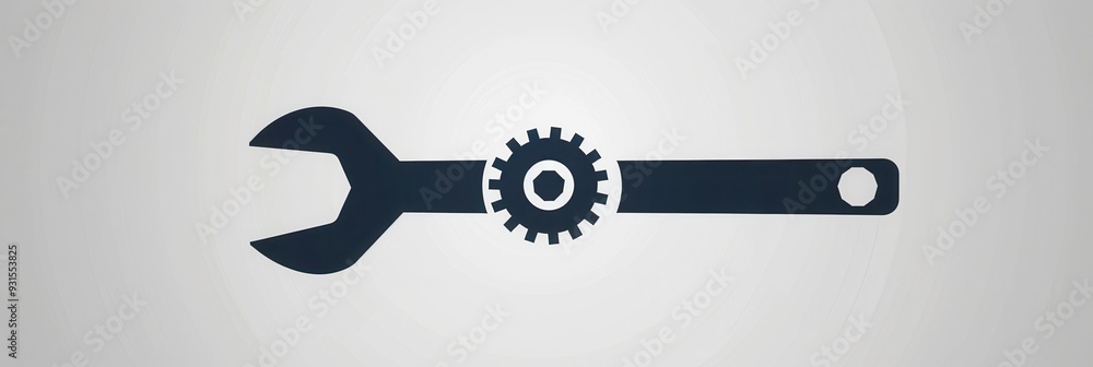 Aufkleber a minimalistic logo featuring a wrench and gear, symbolizing engineering, tools, and mechanics with 