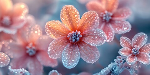 Delicate Pink Flower Petals Covered in Dew Drops