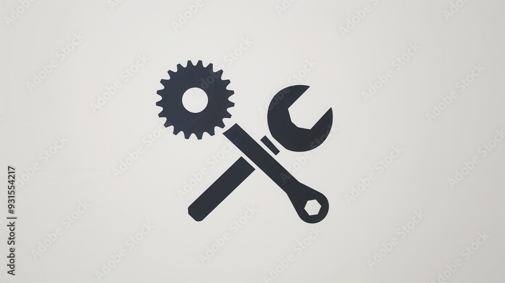 Aufkleber a simple logo displays crossed tools, including a wrench and gear, symbolizing engineering and maint