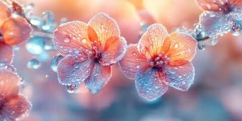 Delicate Pink Flower Petals Covered in Dew Drops