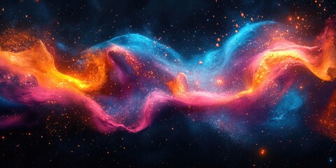 Obraz premium Abstract Cosmic Nebula with Swirling Colors and Stars