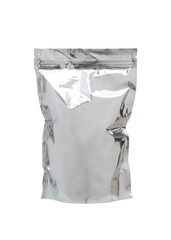 aluminum foil zipper pouch packaging isolated on white background