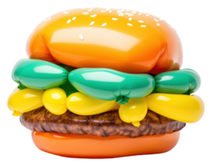 PNG A balloon twisting in the shape of a hamburger food white background confectionery.