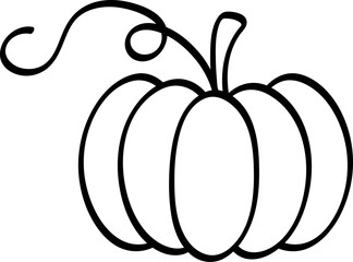 Simple Outline of a Pumpkin with Curly Stem