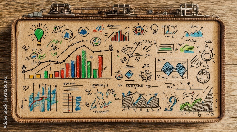 Poster an artistic representation of data charts and graphs, showcasing growth and analysis in a creative, 