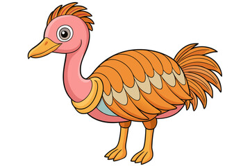 Emu Vector Illustration | Linocut, Kawaii, Cartoon, Clipart, Line Art Designs for Microstock