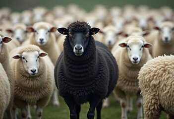 Fototapeta premium Black Sheep: A Visionary Leader Inspiring Change 