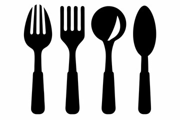 kitchenware icon vector, set of kitchen utensils vector silhouette
