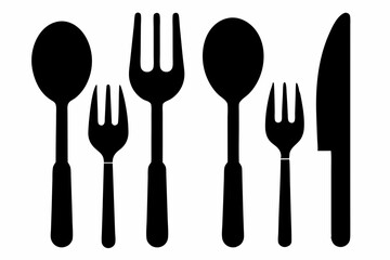 kitchenware icon vector, set of kitchen utensils vector silhouette
