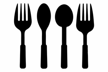 kitchenware icon vector, set of kitchen utensils vector silhouette
