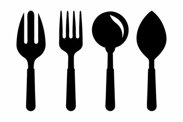 kitchenware icon vector, set of kitchen utensils vector silhouette
