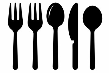 kitchenware icon vector, set of kitchen utensils vector silhouette
