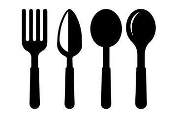 kitchenware icon vector, set of kitchen utensils vector silhouette
