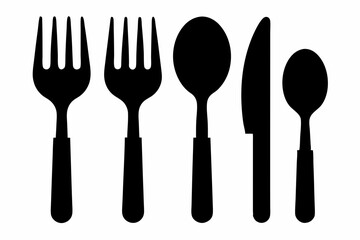 Set of Silhouette cutlery icon vector