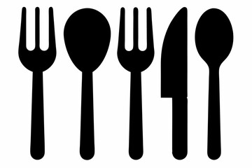 kitchenware icon vector, set of kitchen utensils vector silhouette
