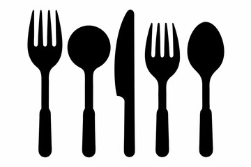 Set of Silhouette cutlery icon vector