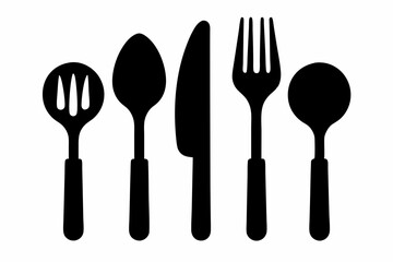 Set of Silhouette cutlery icon vector