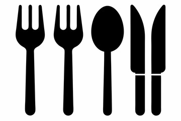 Set of Silhouette cutlery icon vector