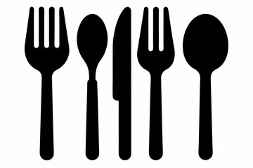 Set of Silhouette cutlery icon vector
