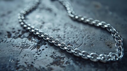 Metal chain with pendants on grey table closeup Luxury jewelry : Generative AI