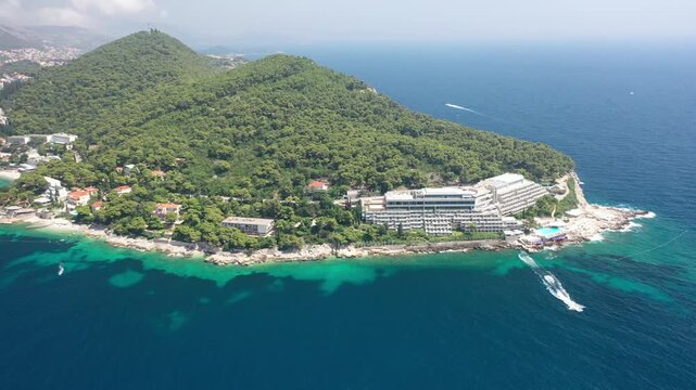 Aerial View of Lapad Peninsula and Hotel in Dubrovnik