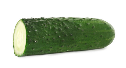 Piece of fresh cucumber isolated on white