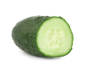 Piece of fresh cucumber isolated on white