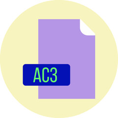 AC3 File format icon rounded circle BG