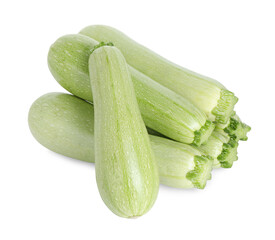 Many fresh ripe zucchinis isolated on white