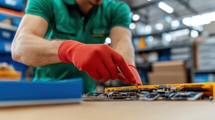 Obraz premium Engineering working to breaking down dangers of e-waste featuring toxic and their impact on human health and the environment.