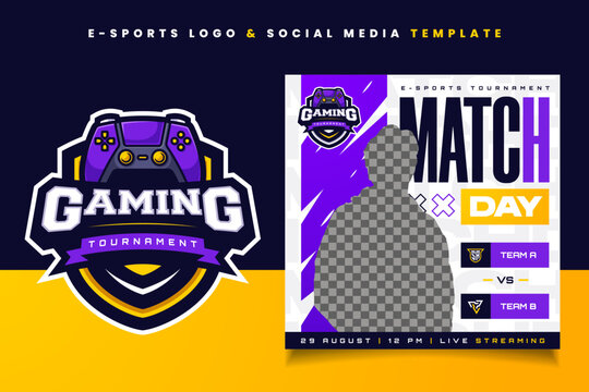 E-sports Logo and Banner Flyer Template for Gaming Team or Tournament