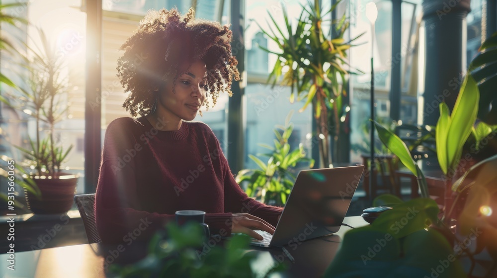 Canvas Prints the woman using laptop