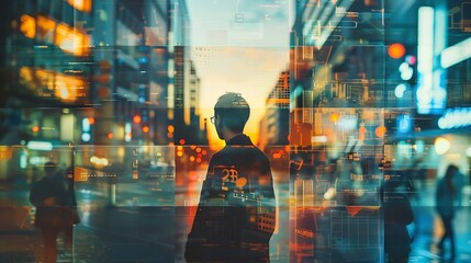 Collage visual of various business scenes Wide angle image for banners or advertisements : Generative AI