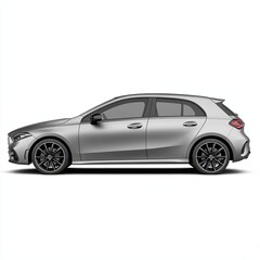 Obraz premium Side view gray hatchback car isolated on white background