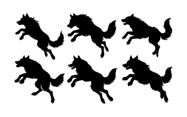Fototapeta premium Set silhouettes of wolf's vector