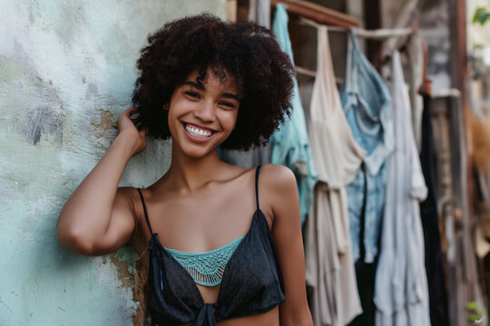Confident Natural Beauty in Ethical Fashion: A Sustainable Smile