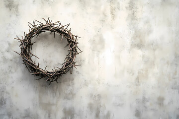 Crown of thorns on wall symbolizing Jesus' sacrifice and suffering