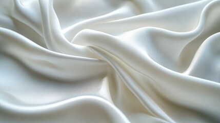 Obraz premium Soft-focus macro close-up of white fabric, emphasizing the natural wrinkles and folds, with delicate lighting to create a serene and peaceful background image.