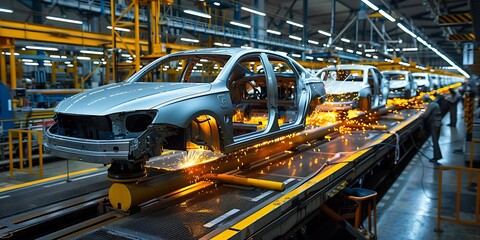 Fototapeta premium Vehicle Assembly Line 