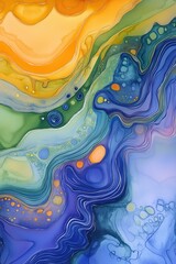 Iridescent Watercolor Abstract: Surreal Swirls & Floating Liquid Grains in Fluid Patterns - Perfect for Modern Design Projects