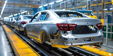 Naklejka premium Vehicle Assembly Line 