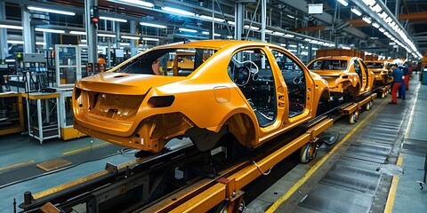 Naklejka premium Vehicle Assembly Line 