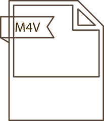 M4V File format icon black outline and light color text